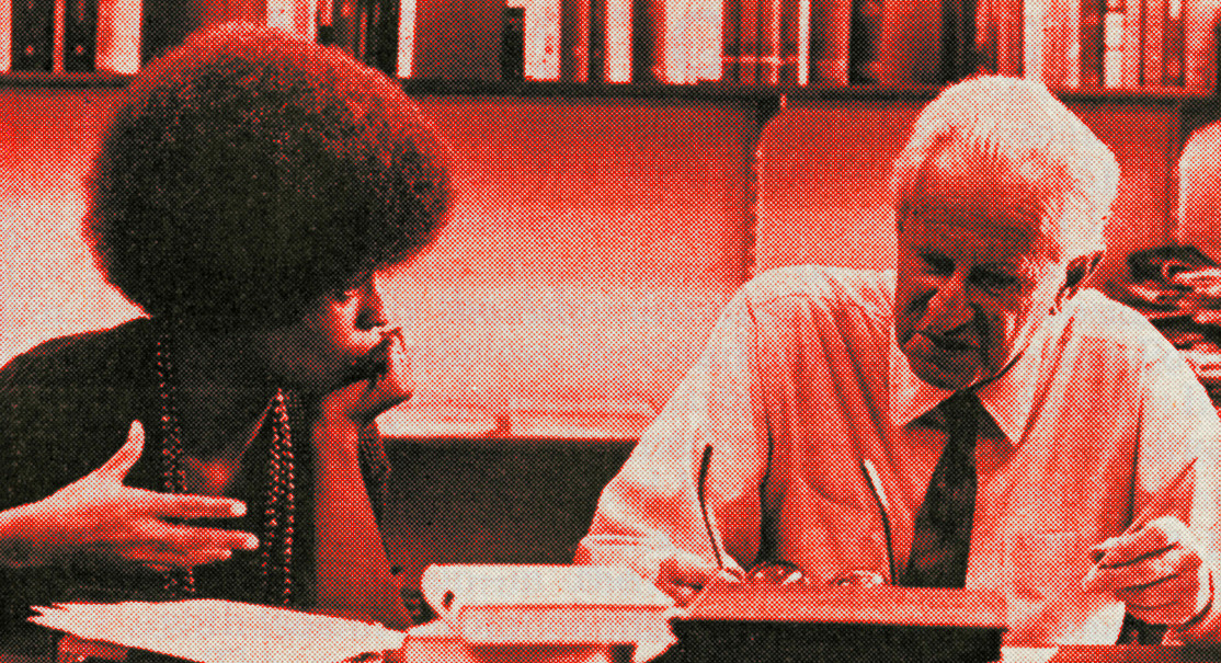 Herbert Marcuse e l'attivista statunitense Angela Davis, 1968.